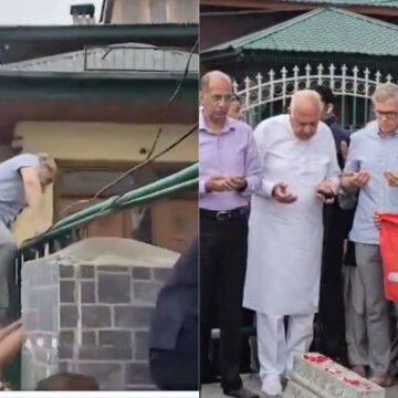 Omar Abdullah climbs a wall to access the Martyrs’ Graveyard a day after ‘house arrest’