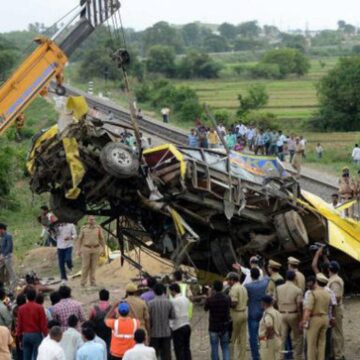 3 Students killed, 4 Injured after School bus collides with train in Tamil Nadu