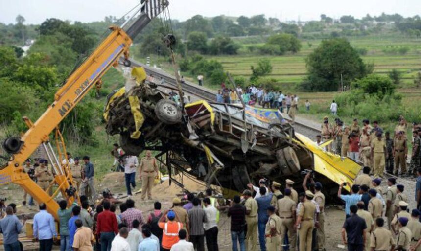 3 Students killed, 4 Injured after School bus collides with train in Tamil Nadu