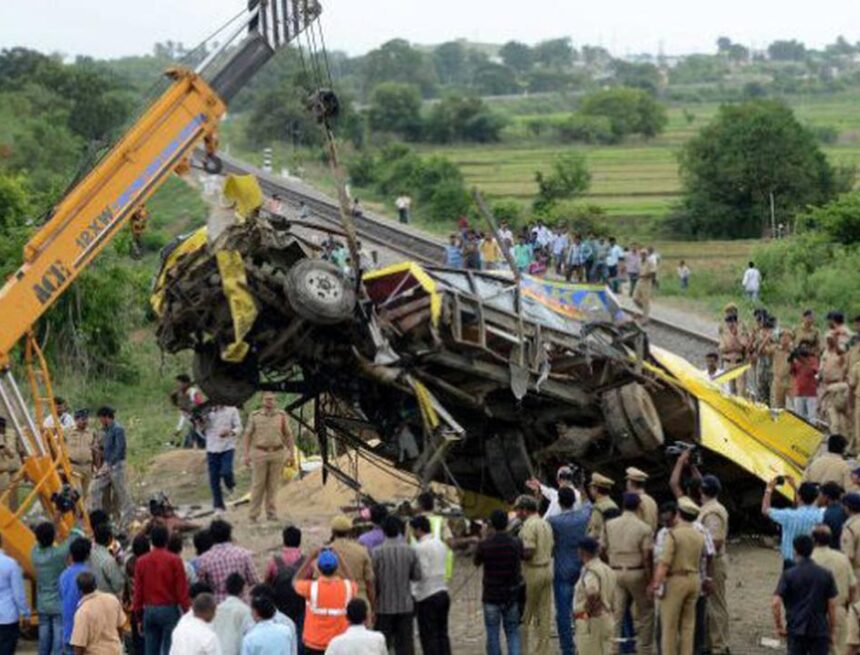 3 Students killed, 4 Injured after School bus collides with train in Tamil Nadu