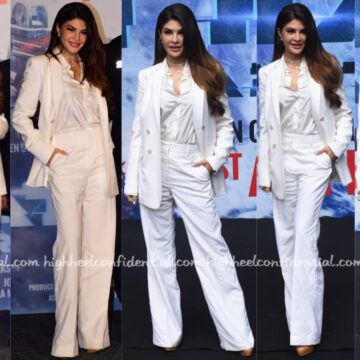 Jacqueline Fernandez Stuns In A White Pantsuit At Wimbledon 2025