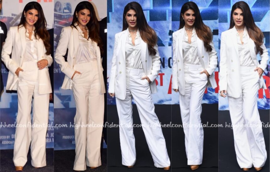 Jacqueline Fernandez Stuns In A White Pantsuit At Wimbledon 2025