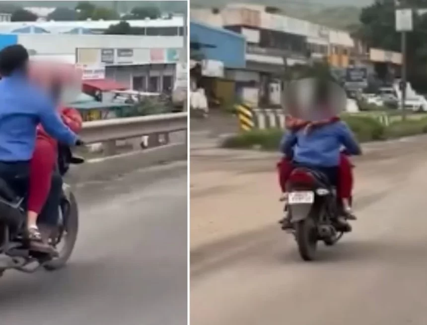 a-couples-risky-bike-stunt-on-a-busy-pune-road-has-gone-viral-online-281905874-16x9_0 A woman from Pune is seated on the petrol tank of a motorcycle, hugs rider on busy road