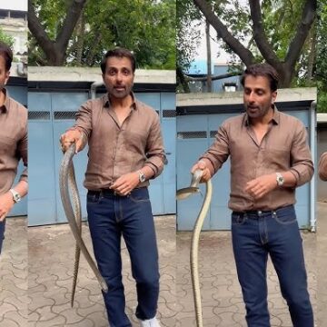 Sonu Sood saves a snake with his bare hands at home; warns fans not to try it too