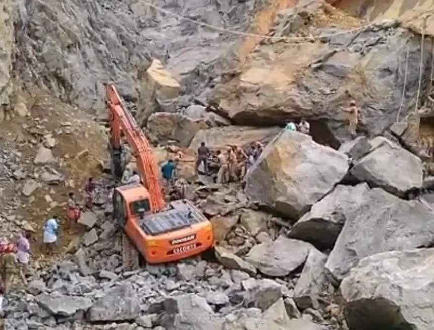 Two migrant workers are trapped after a rock collapse at a quarry in Kerala