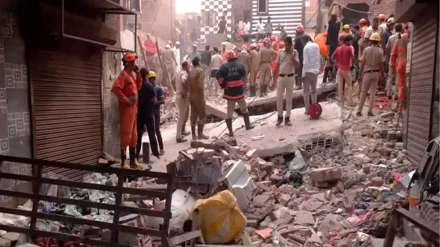 Four dead as building has collapsed in Delhi, some individuals may be trapped inside