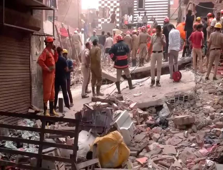 Four dead as building has collapsed in Delhi, some individuals may be trapped inside