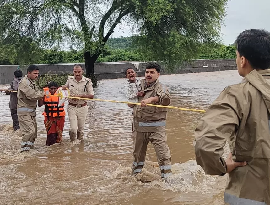 1948519-adilabad-flood 381 Students Rescued from Flood-Hit Gurdaspur School Amid Administrative Negligence