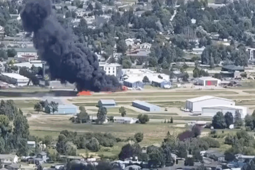 Small Plane Crashes Into Parked Aircraft at Montana Airport, Sparks Massive Fire