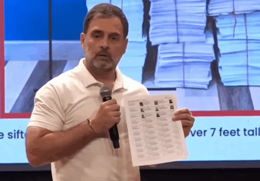 Rahul Gandhi Accuses EC-BJP Nexus of ‘Vote Chori’ in Lok Sabha Elections; Cites Over 1 Lakh Duplicate Voters in Karnataka
