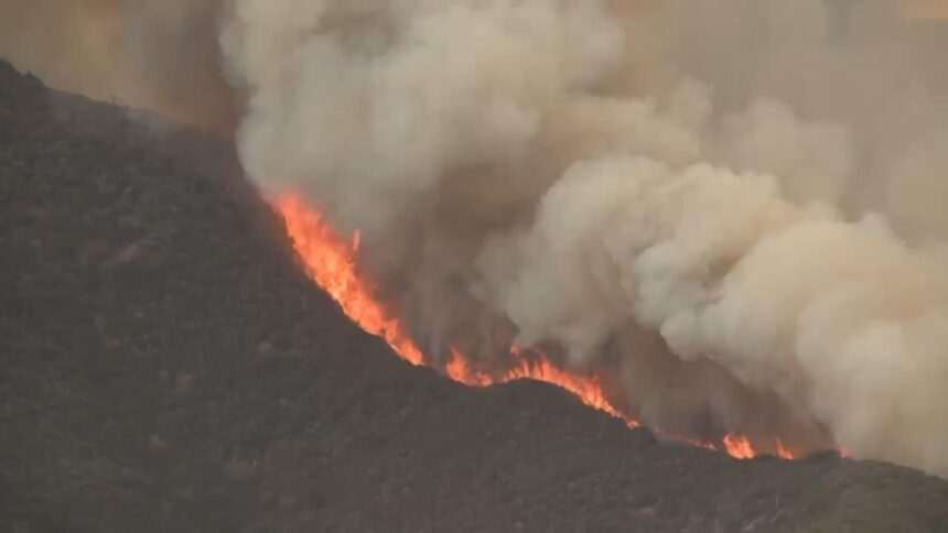 A large wildfire is currently raging in California, putting hundreds of buildings in jeopardy