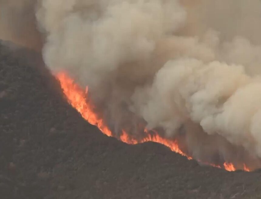 A large wildfire is currently raging in California, putting hundreds of buildings in jeopardy