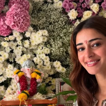 Ananya Panday Celebrates Eco-Friendly Ganesh Visarjan at Home in Mumbai