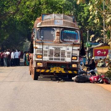 Three members of a family were killed when a truck collided with their bike in Keonjhar