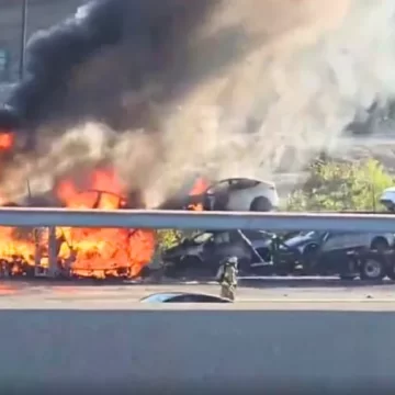 Six Tesla Cars Burn After Car-Carrier Truck Catches Fire on Los Angeles Freeway