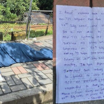 TCS employee is sleeping on footpath outside Pune office due ‘no money’, company responds