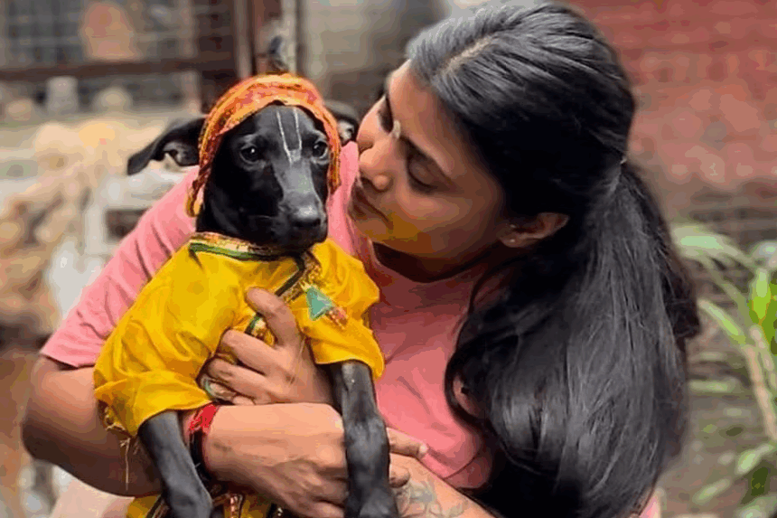 Surat Woman Celebrates Janmashtami with Stray Dogs, Wins Hearts Online