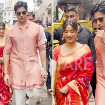 Janhvi Kapoor & Sidharth Malhotra Mobbed at Lalbaugcha Raja Ahead of Param Sundari Release