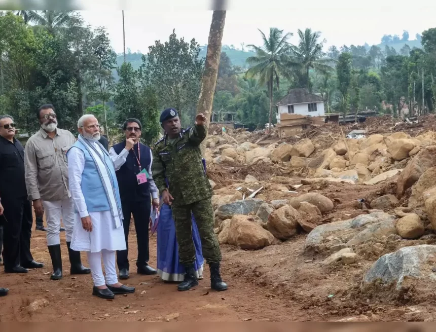 pm-modi-arrives-in-kerala-to-visit-landslide-ravaged-wayanad J&K Landslide: PM Modi Expresses Grief as 33 Killed, Tawi Bridge Collapses