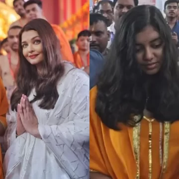 Aishwarya Rai Bachchan Visits GSB Ganpati Pandal with Daughter Aaradhya, Greets Fans with Selfies