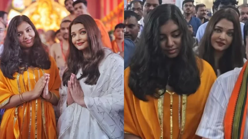 Aishwarya Rai Bachchan Visits GSB Ganpati Pandal with Daughter Aaradhya, Greets Fans with Selfies
