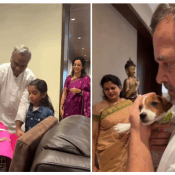 Rahul Gandhi Surprises Mallikarjun Kharge’s Granddaughter with Stray Puppy on Birthday Viral