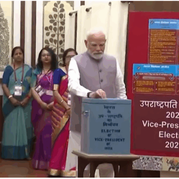 Voting Begins for 15th Vice Presidential Election; PM Modi Casts First Vote