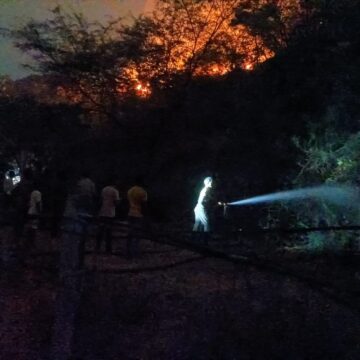 A-fire-engine-at-the-cotton-warehouse-in-Lehli-are_1779652466002 Undavalli Hill Fire Near Andhra Pradesh CM’s Camp Office Brought Under Control After Swift Response