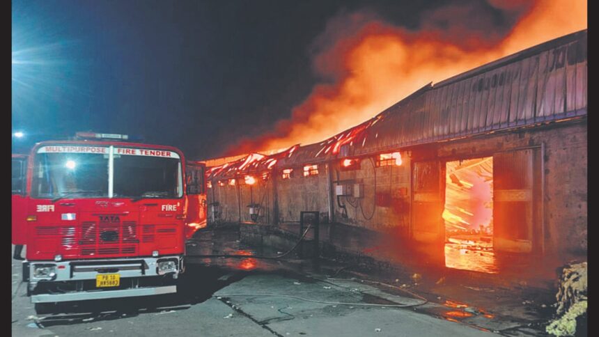 Massive Fire Engulfs Lalru Factory in Mohali, Goods Worth Lakhs Destroyed After 10-Hour Battle