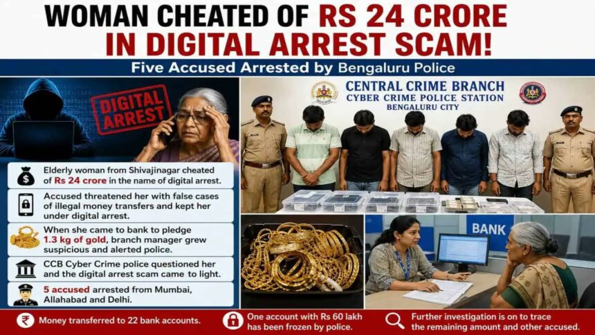 Bengaluru Cyber Fraud Case: Six Held for ₹24 Crore ‘Digital Arrest’ Scam Targeting Elderly Woman
