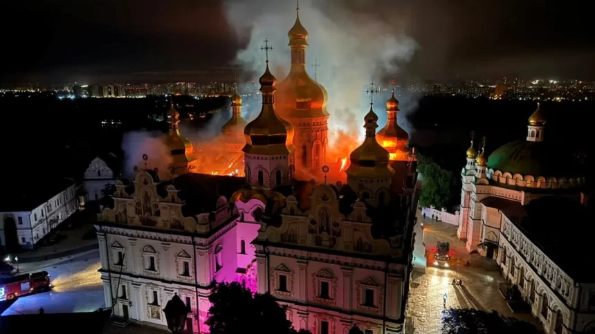 Russia Launches Massive Missile and Drone Assault on Kyiv, Damaging Historic Lavra Monastery