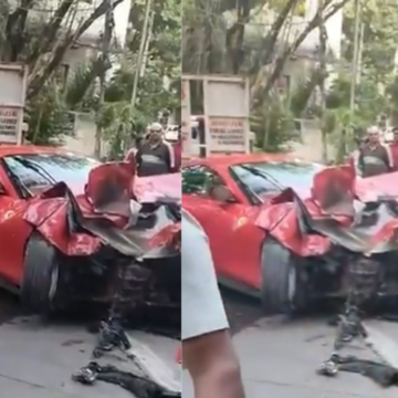 ₹3.5 Crore Ferrari Crashes Into Apartment Gate in Hyderabad’s Jubilee Hills; Police Launch Investigation