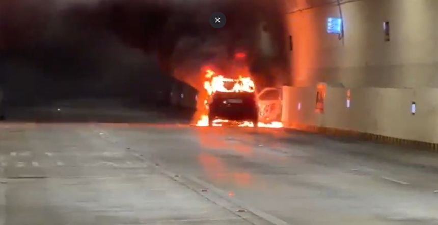 Mumbai car fire Car Erupts in Flames Inside Mumbai Coastal Road Tunnel; Swift Emergency Response Prevents Casualties