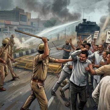 images (62) Police Use Tear Gas, Water Cannons and Lathi Charge to Disperse Protesting MGNREGA Workers in Chandigarh