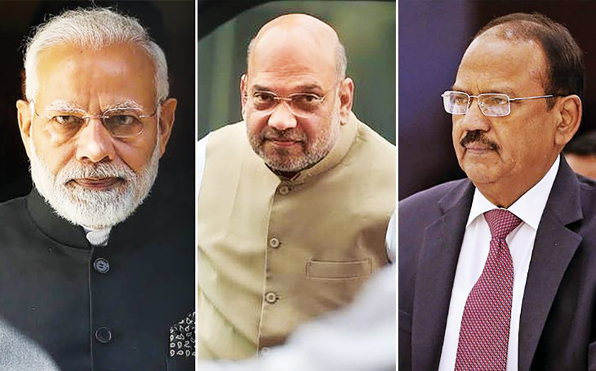 modi-amit-shah-ajit-doval PM Modi Reviews National Security and Parliamentary Strategy in High-Level Meeting with Senior Ministers