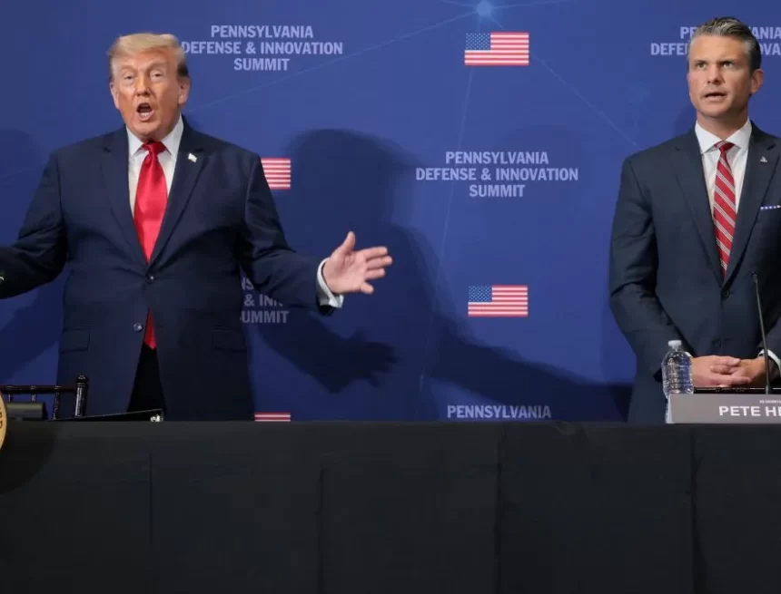07trump-hegseth Trump Rejects Claims of US Weapons Shortage, Defends Defence Chief Hegseth Amid Iran War Reports