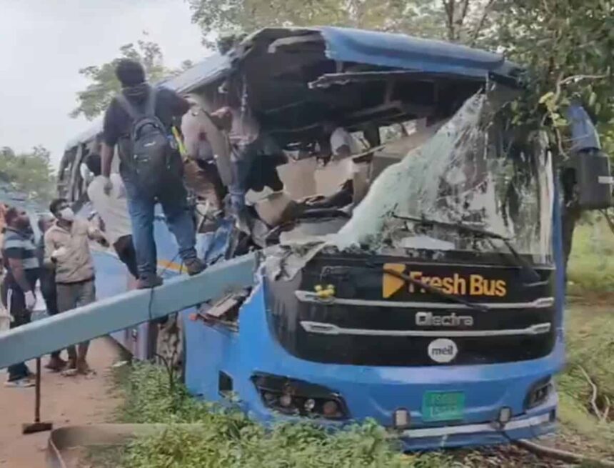 Untitled-design_20260826_082531_0000 Six Killed, 20 Injured After Private Bus Crashes Into Stationary Truck in Telangana’s Suryapet