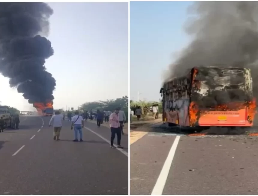jaisalmer-bus-fire-1760441174 17 Schoolchildren Escape Unhurt as Bus Catches Fire in Jaisalmer