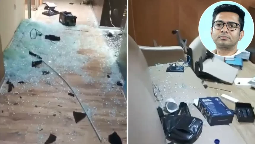 Abhishek-Banerjee-Kolkata-TMC-office-attack Masked Men Ransack Abhishek Banerjee’s Kolkata Office, TMC Accuses BJP of Attack